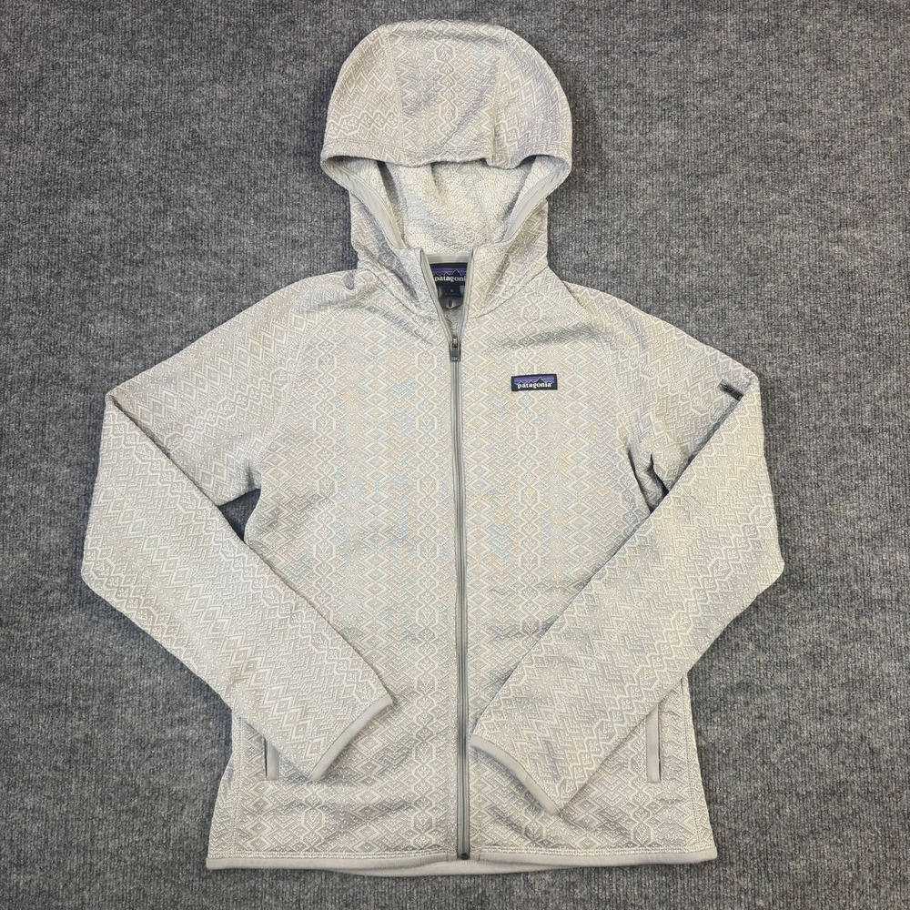 Patagonia Better Sweater Jacket Women Medium Gray Geometric Hooded Full Zip